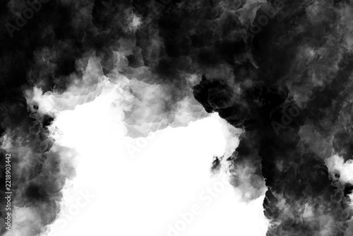 Black Smoke and White Fog on Dark Background, Abstract Cloudy Mist Texture with Atmospheric Steam, Dust and Motion Effect for Dramatic Weather and Creative Backgrounds