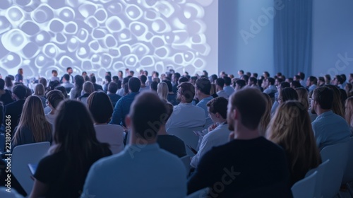 Audience Attending a Professional Business Conference Presentation