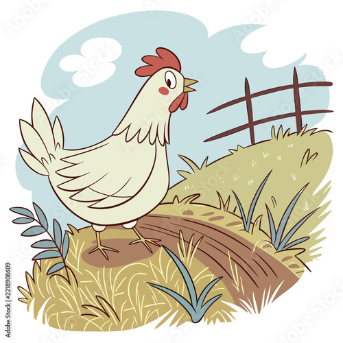 Chicken Hen Silhouettes Set. Farm Bird Vector Icons.