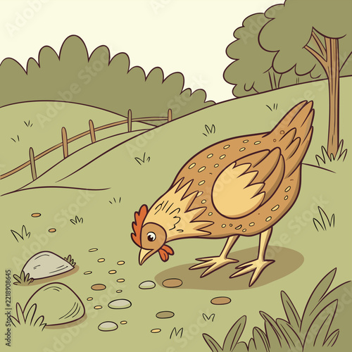 Chicken Hen Silhouettes Set. Farm Bird Vector Icons.