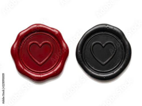 red and black wax seal, empty red and black wax seal	
