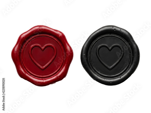 red and black wax seal, empty red and black wax seal	
