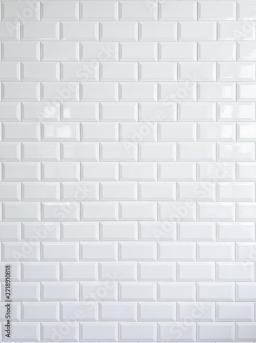 White Glossy Subway Tile Wall Texture Background for Modern Kitchen and Bathroom Interior Design