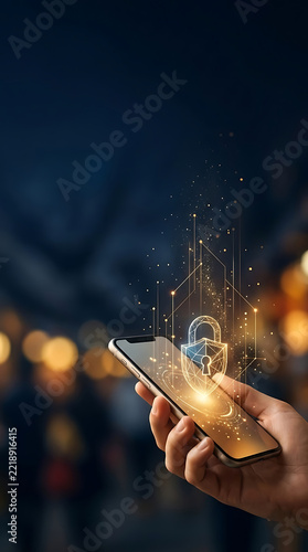 Diwali mobile payment concept with smartphone secure digital transaction and festive fintech technology styling, vertical 9:16 advertising image with premium gold accents and generous copy space