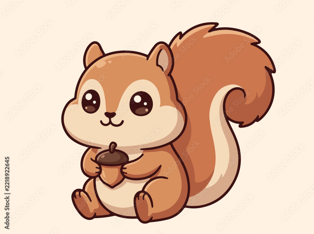 Fototapeta premium Squirrel cute cartoon vector illustration