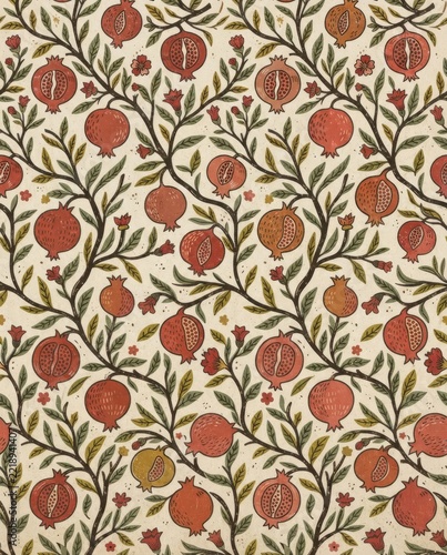 Pomegranate Branch and Fruit Motif