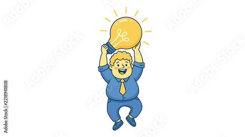 Businessman with Bright Idea Vector Illustration