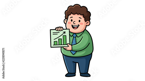Businessman Holding Growth Chart Vector Illustration