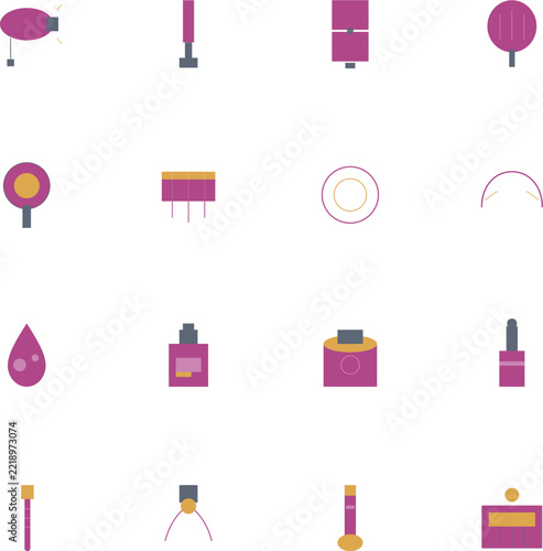 Cosmetic and Makeup Product Icons Grid