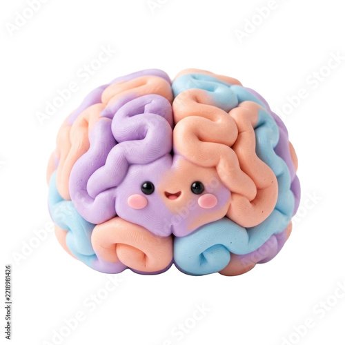 Cute Kawaii Clay Art Brain Model for Mental Health, Education, Science  Creative Concepts