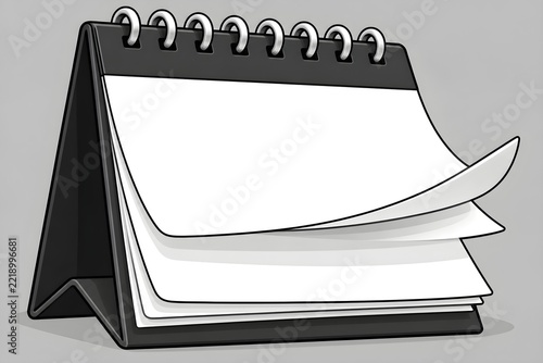 Blank Desk Calendar Mockup with Turning Pages, Minimal Planner and Scheduling Concept. 