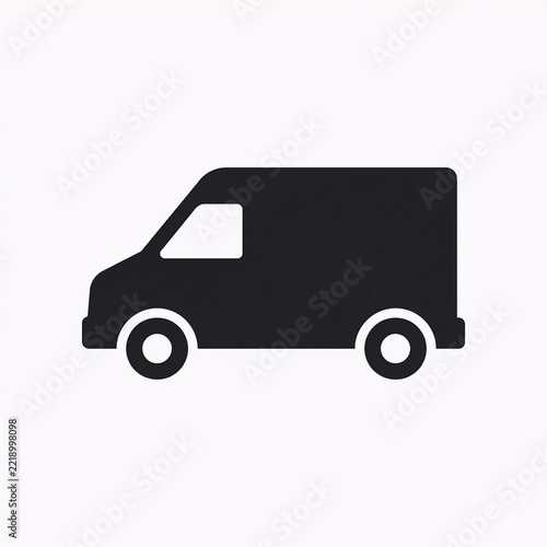 Black delivery van icon for logistics and transportation services