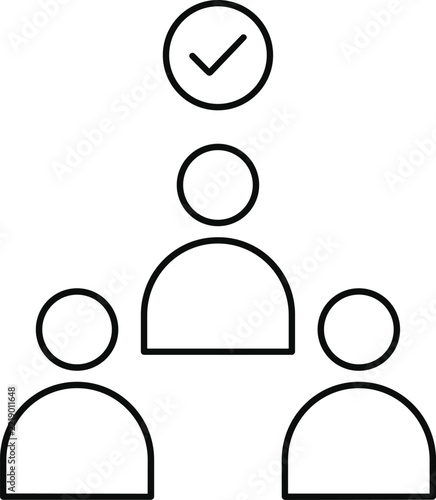 Candidate choice recruitment checkmark icon for human resources selection process hiring talent management corporate job application vector