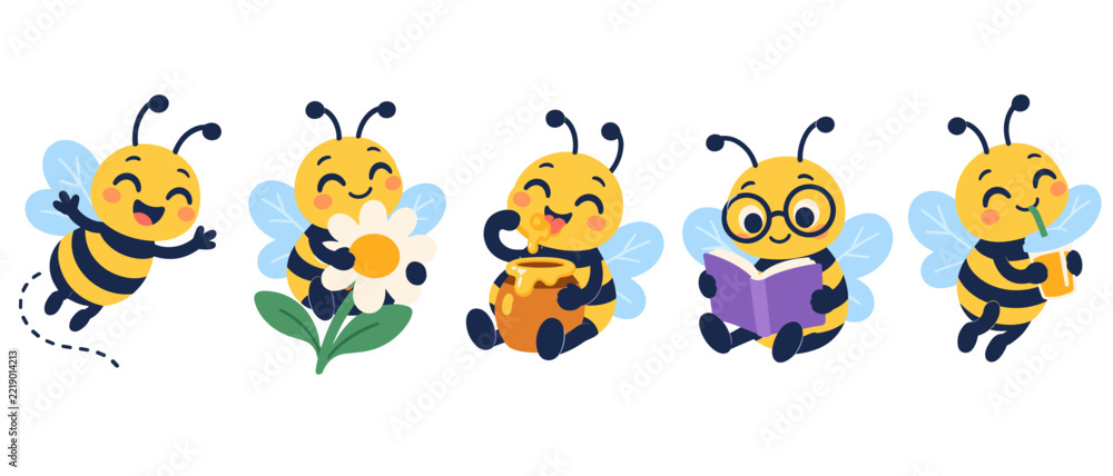 Obraz premium Cute bee characters illustration