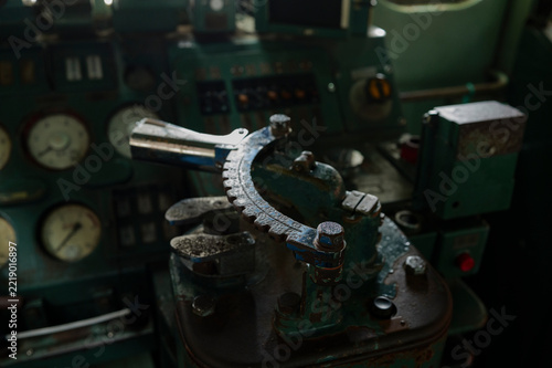 Old locomotive cab controls at Usui Toge Tetsudo Bunka Mura Japan