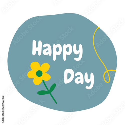 Happy Day Element Design with Cute Yellow Flower Illustration