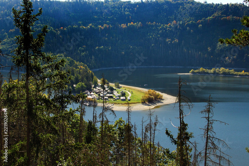Hohenwarte reservoir on Saale river, Thuringian Slate Mountains and Upper Saale Nature Park in Thuringia, Germany