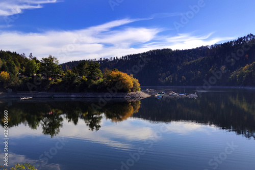 Hohenwarte reservoir on Saale river, Thuringian Slate Mountains and Upper Saale Nature Park in Thuringia, Germany