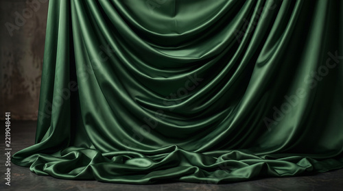 Elegant Dark Green Satin Fabric Background