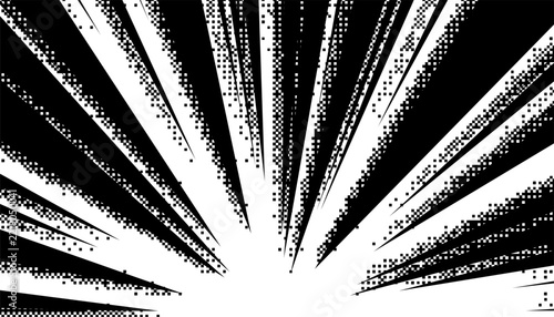 Black and white abstract and grunge pixelated burst pattern for modern background and comic design element. Fully editable vector format. Eps10 