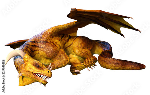 3D Rendering Fairy Tale Dragon on White