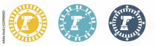 Drill icon. Drill illustration label design. Design for business. Vector illustration.