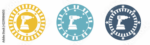 Drill icon. Drill illustration label design. Design for business. Vector illustration.