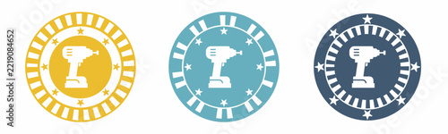 Drill icon. Drill illustration label design. Design for business. Vector illustration.