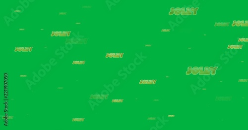 Digital animation of multiple golden jolly text banners against black background