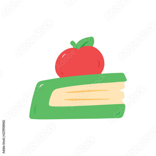 Green Book Stack With Red Apple