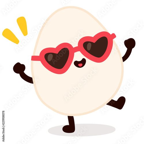 Cute Cartoon Egg Wearing Heart Sunglasses