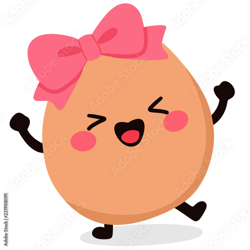 Cute Kawaii Egg Illustration with Ribbon