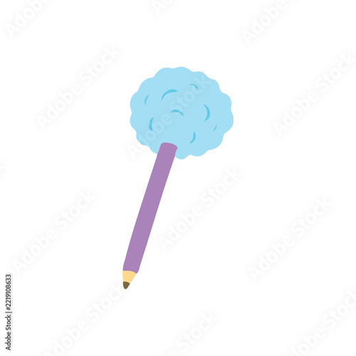 Purple Pencil With Fluffy Blue Topper