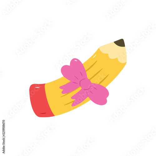 Yellow Pencil With Pink Bow