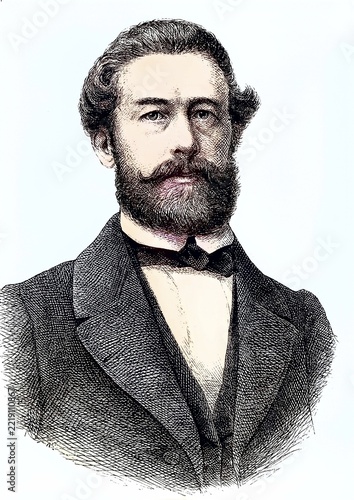 Daniel Gottlob Moritz Schreber, 1808, 1861, a German doctor and professor at the University of Leipzig and initiator of allotment gardens, c. 1885, Historical, digitally restored reproduction from a 19th century original