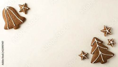 Delicious gingerbread house cookies with star decorations for