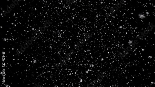 Snowflakes Falling on Transparent Background Seamless Loop Alpha Channel 3D Animation