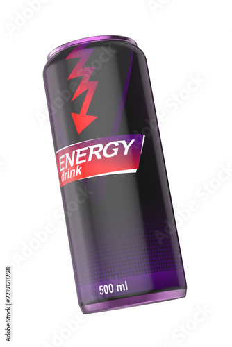 Energy drink can on transparent background