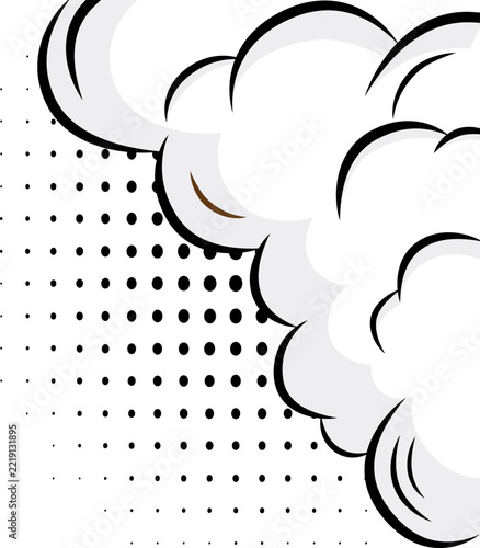 Comic Smoke Cloud Burst Decorative Elements with Halftone