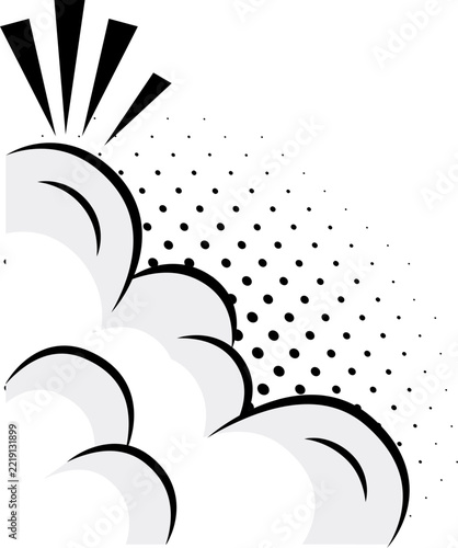 Comic Smoke Cloud Burst Decorative Elements with Halftone
