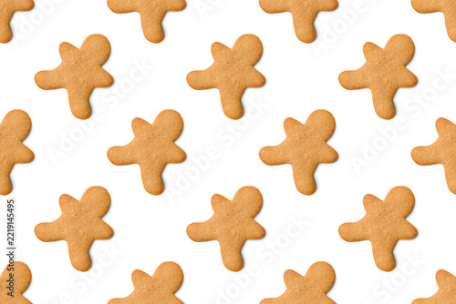 Seamless pattern of gingerbread man cookies 