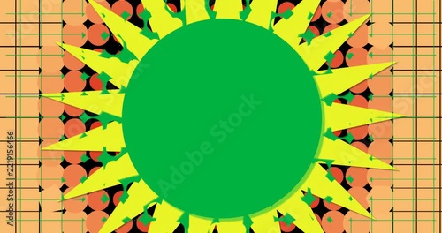 Starburst shape appearing expanding shifting right revealing red dots on clear peach arrow grid