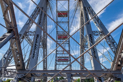 Wiener Riesenrad giant Ferris wheel in Prater park. Vienna, Austria