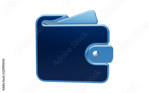 A modern, sleek blue wallet with a minimalist design, rendered in a clean 3D illustration. 3D Icon