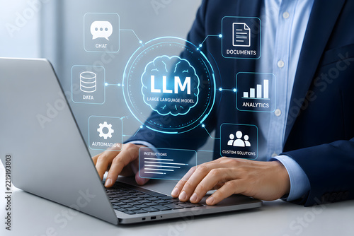 Large Language Model LLM and Custom AI Automation Solutions on Laptop