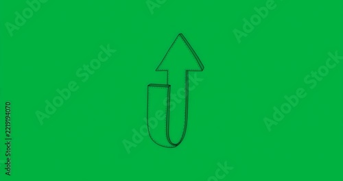 Tech design showing U-turn arrow forming loop on transparent background with blue gray splashes