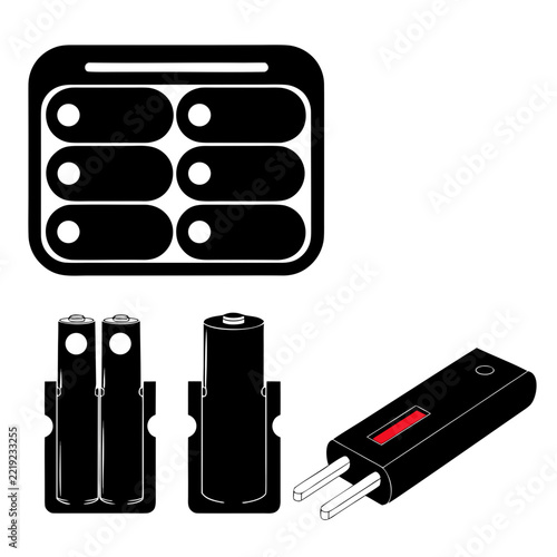 black and white icons set