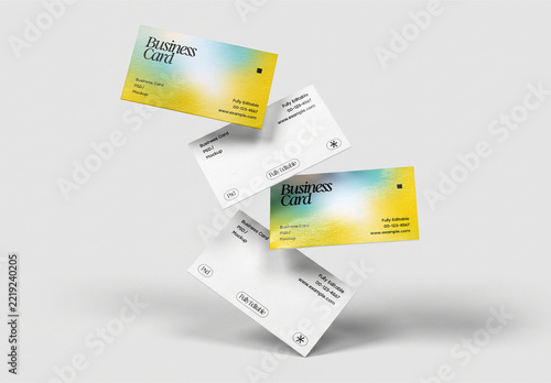 Floating Business Cards Mockup