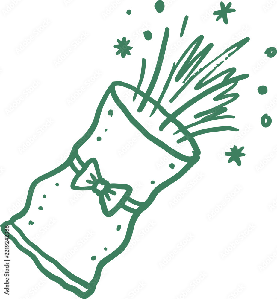 Fototapeta premium Hand drawn exploding party popper with confetti