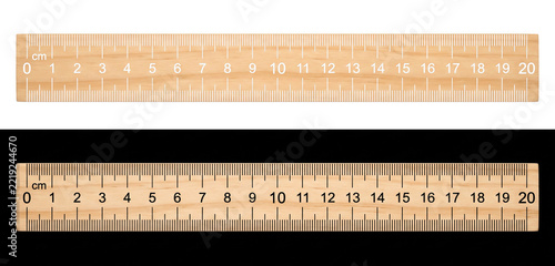 Wooden ruler showing metric scale for accurate measurements